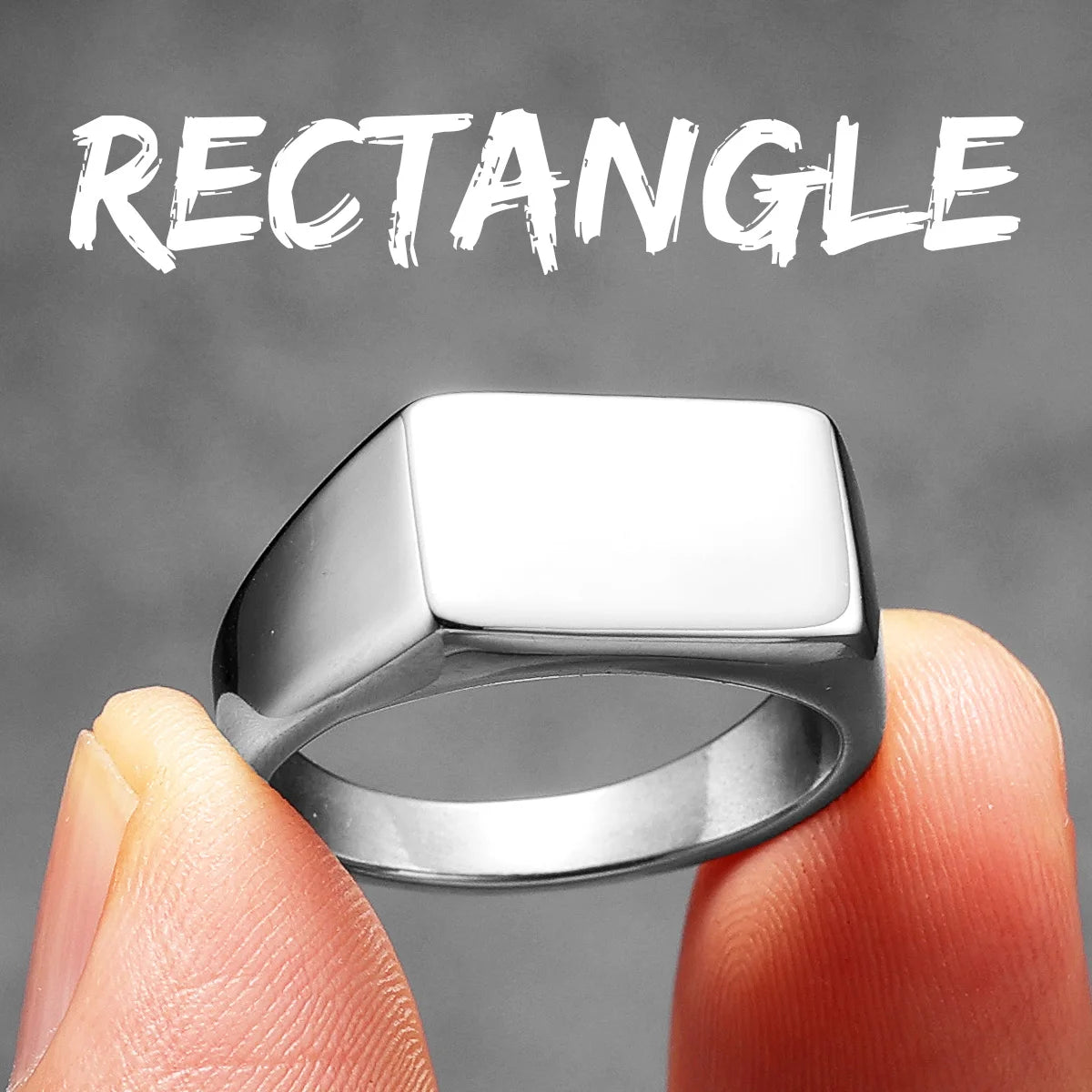 Minimalist Rectangle Engrave Men Rings Stainless Steel Women Jewelry Retro Punk New in Rock Fashion Accessories Gift Wholesale