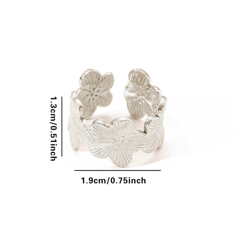 Cute Flower Ring for Women Opened Butterfly Daisy Rings 18K Gold-Plated Stainless Steel Jewelry Valentine's Day Gifts Wholesale