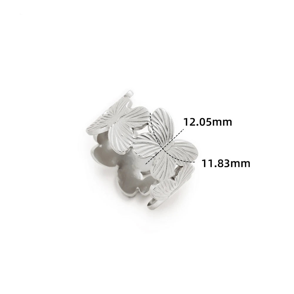 Cute Flower Ring for Women Opened Butterfly Daisy Rings 18K Gold-Plated Stainless Steel Jewelry Valentine's Day Gifts Wholesale
