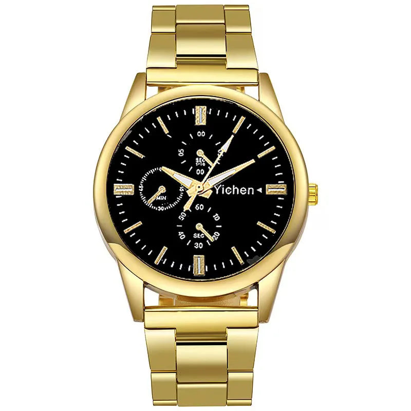 Neue Marke 3 Augen Gold Casual Quarzuhr Männer Edelstahl Kleid Armbanduhr Reloj Hombre Männer Uhr Relogios Masculino Montre
