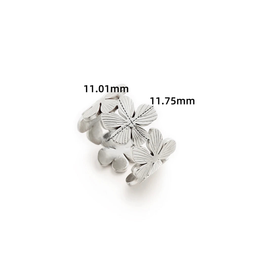 Cute Flower Ring for Women Opened Butterfly Daisy Rings 18K Gold-Plated Stainless Steel Jewelry Valentine's Day Gifts Wholesale