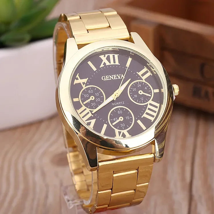 Neue Marke 3 Augen Gold Casual Quarzuhr Männer Edelstahl Kleid Armbanduhr Reloj Hombre Männer Uhr Relogios Masculino Montre