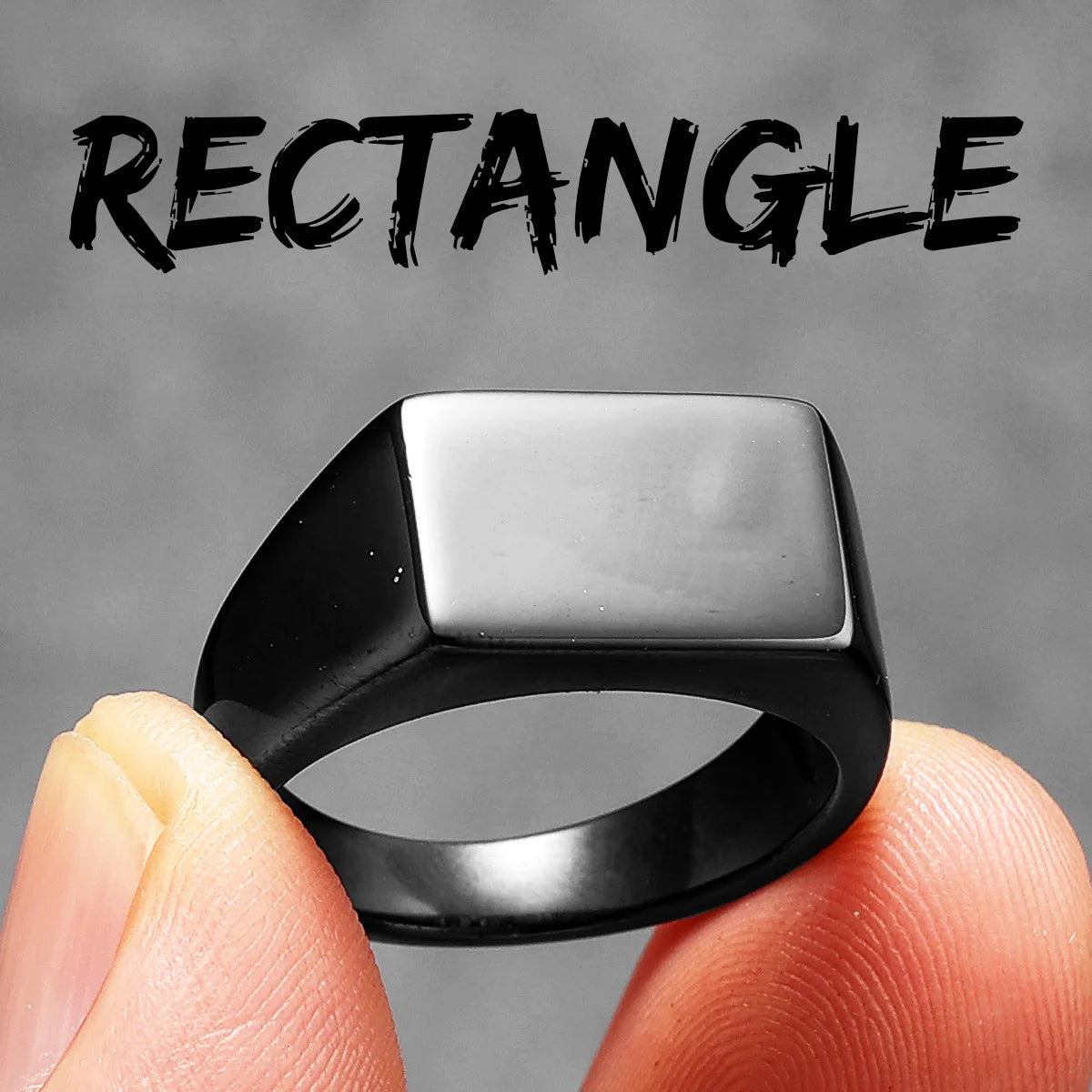 Minimalist Rectangle Engrave Men Rings Stainless Steel Women Jewelry Retro Punk New in Rock Fashion Accessories Gift Wholesale