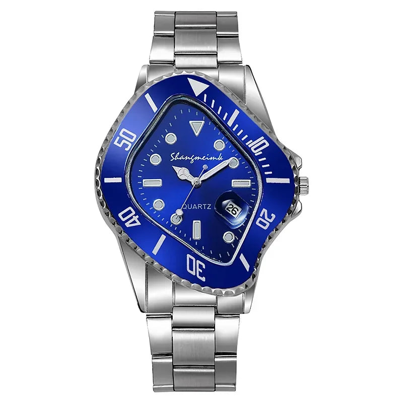 2024 New Watch for Men Unusual Conceptual Reloj Crash Melting Twist Shaped Case Quartz Wristwatch Male Man Rhombic Green Clock