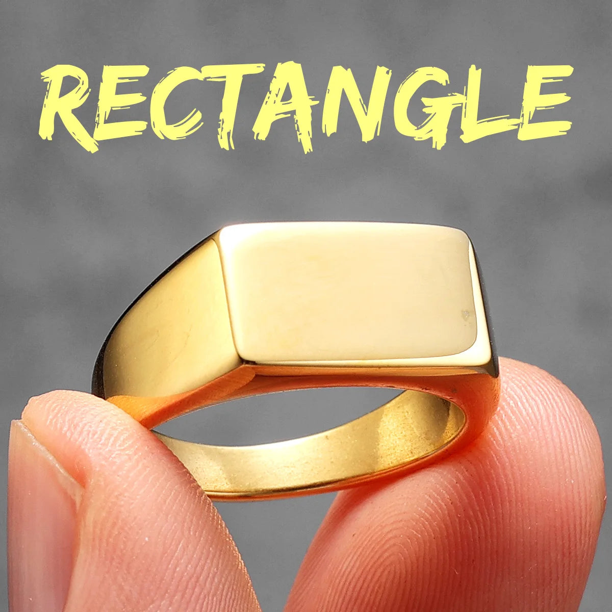 Minimalist Rectangle Engrave Men Rings Stainless Steel Women Jewelry Retro Punk New in Rock Fashion Accessories Gift Wholesale