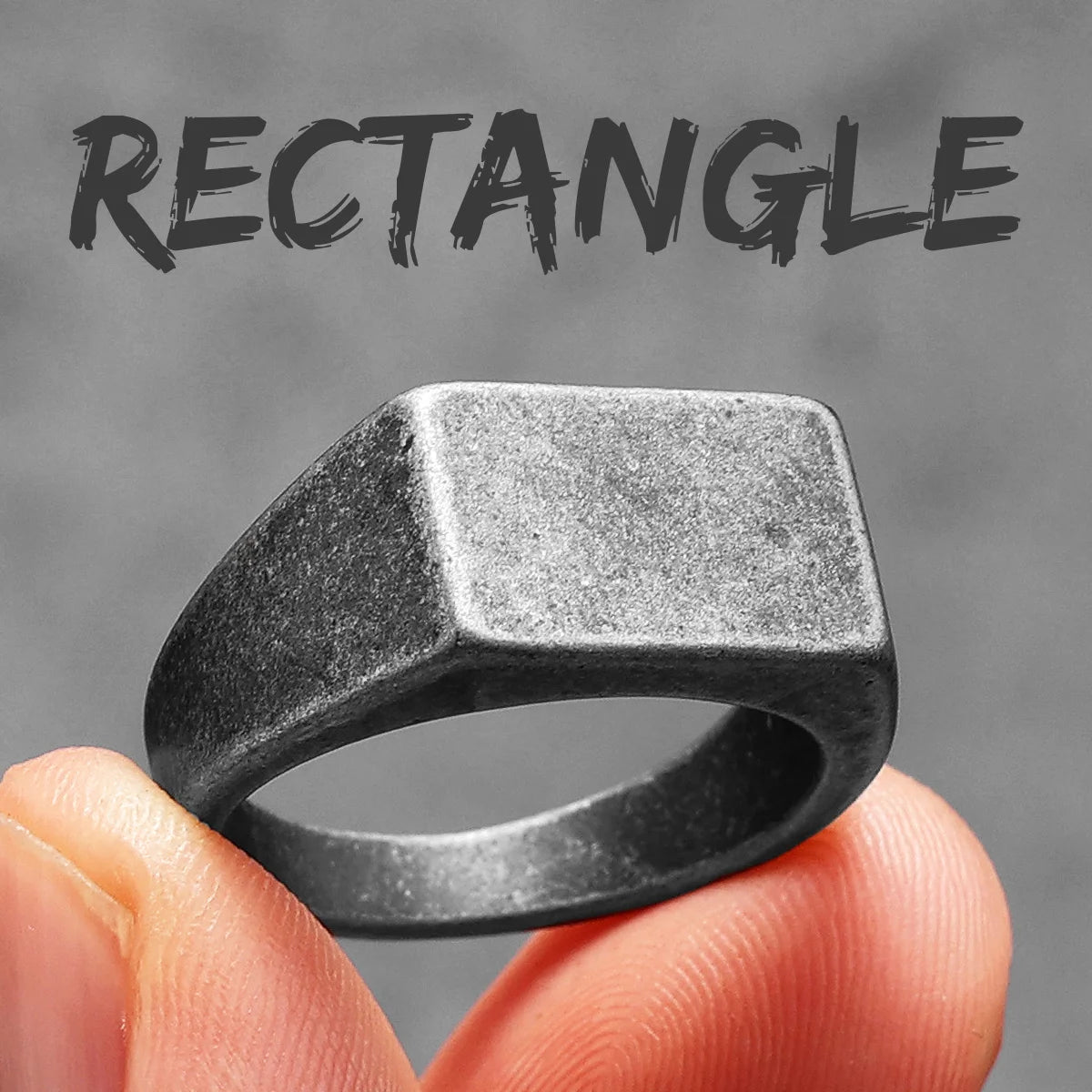 Minimalist Rectangle Engrave Men Rings Stainless Steel Women Jewelry Retro Punk New in Rock Fashion Accessories Gift Wholesale
